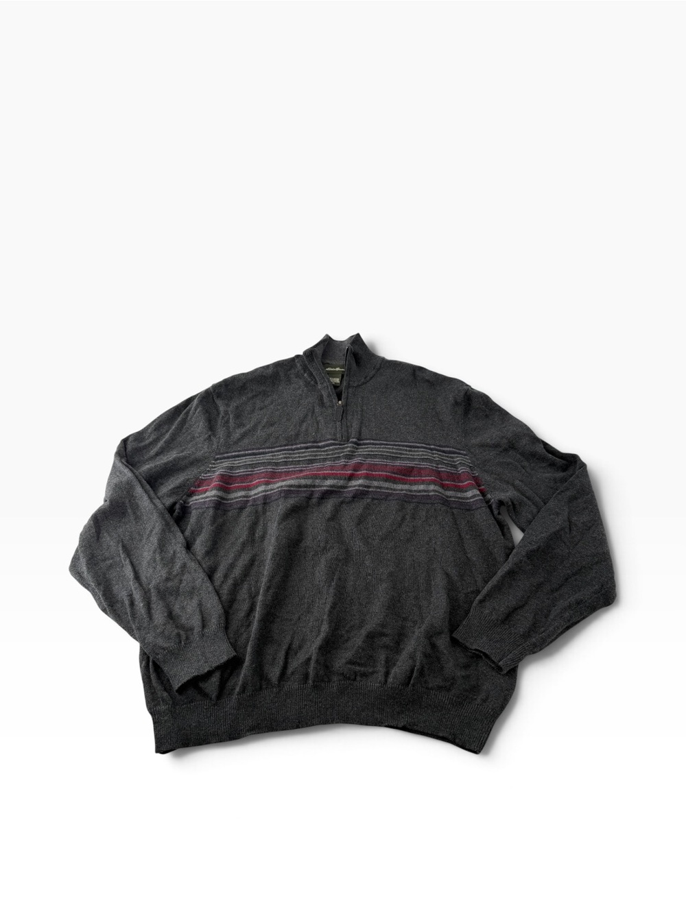 Eddie Bauer Men’s XL Quarter-Zip Cotton Cashmere Sweater Gorpcore Dark Academia